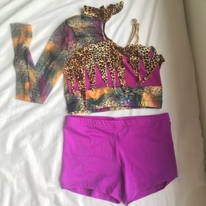 TWO PIECE CHEETAH / LEOPARD PRINT DANCE COSTUME